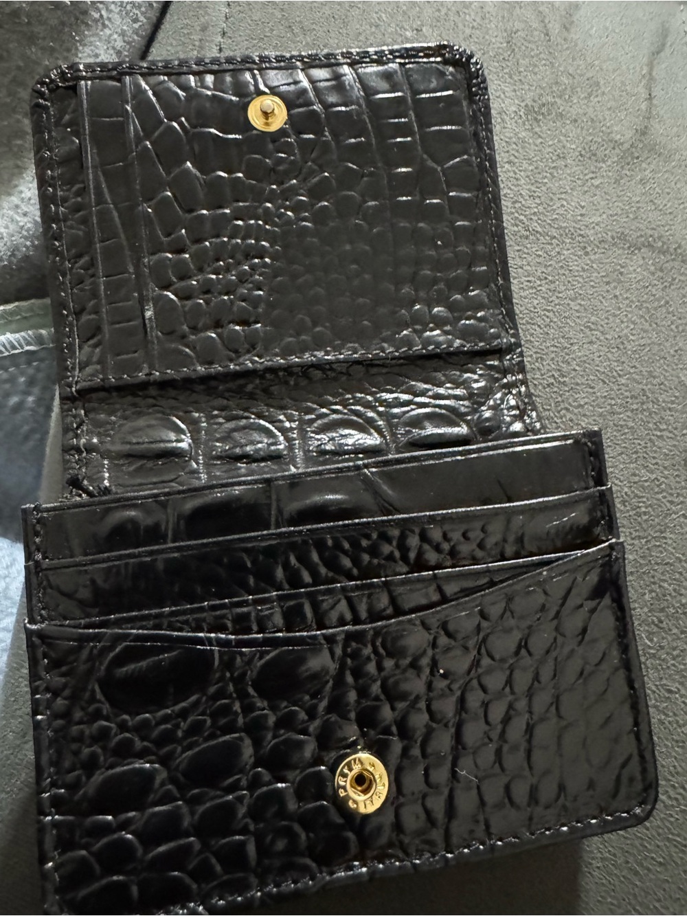Brahmin Black with Burgundy Croc-Trim Wristlet - Picture 9 of 16